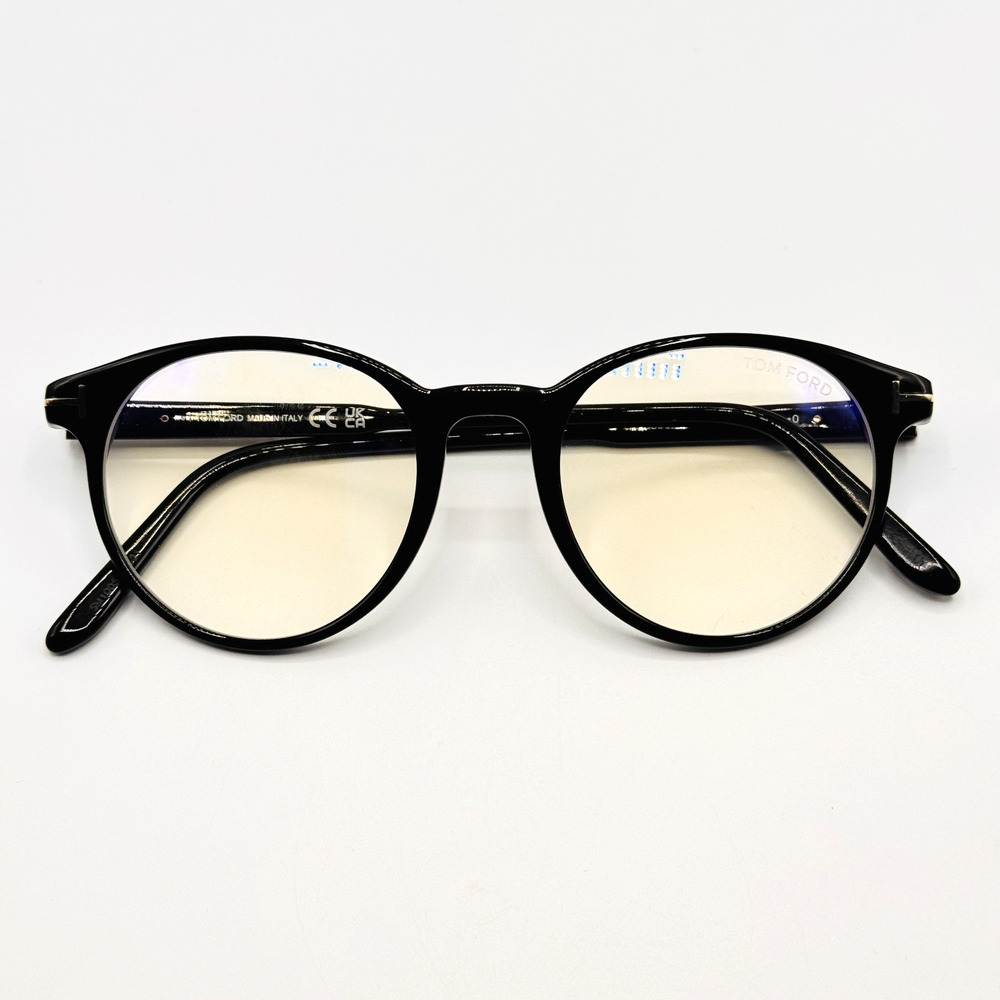 Tom Ford Eyeglasses Frames TF5695-B 001 Black Round Blue Light Block 49-20-145